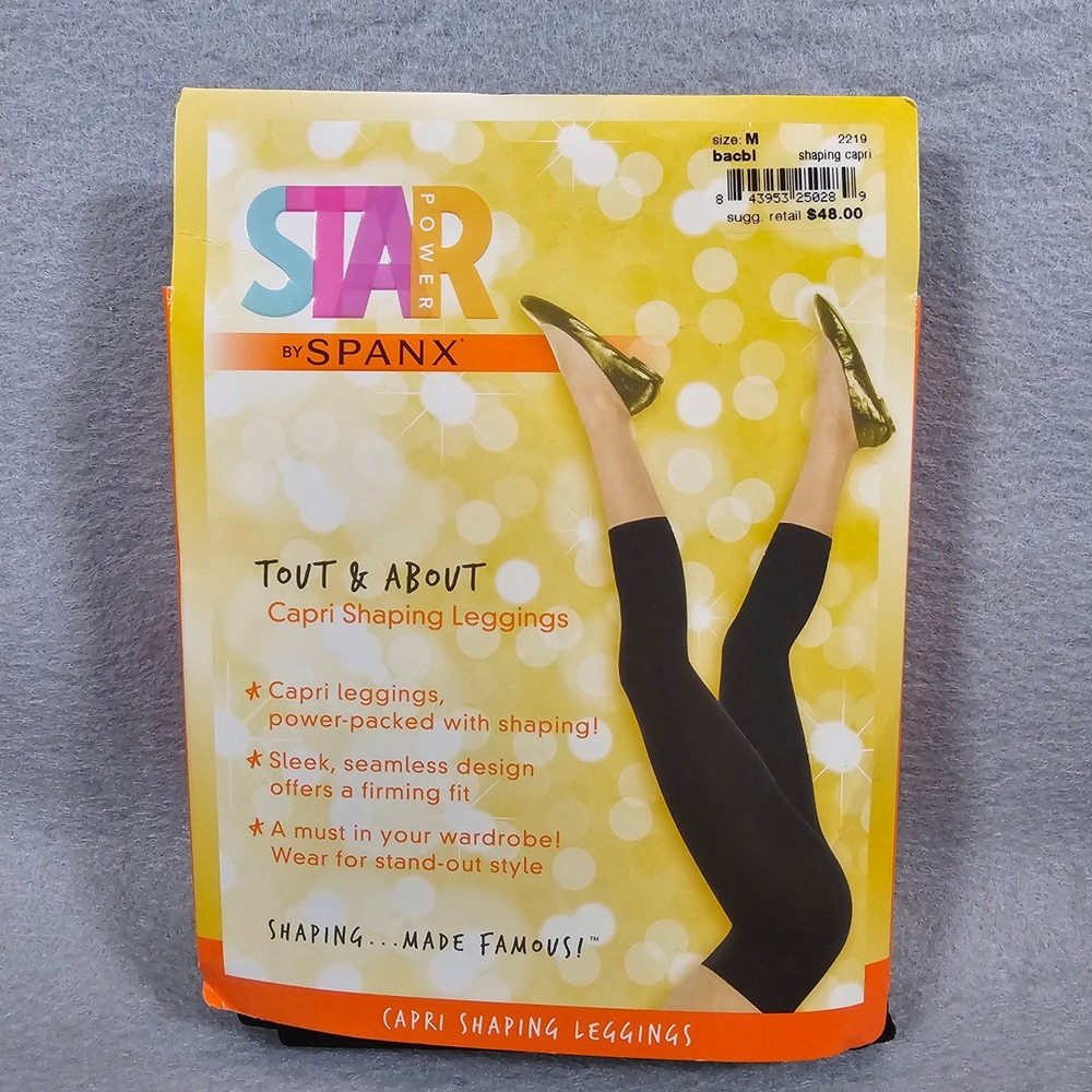 Star Power by SPANX Tout & About Capri Shaping Leggings Black M NWT 2219